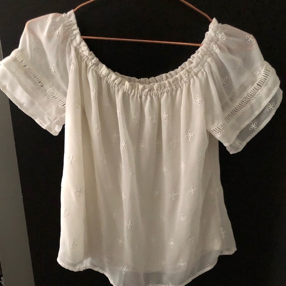 Cute summer top shoulder off floral black white - Picture 2 of 9